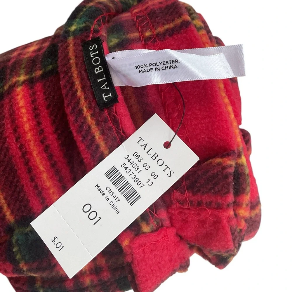 Talbots Soft Fleece Blanket Throw Tartan Plaid  Small New Red
